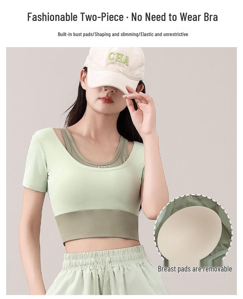 Women's Summer 2025 Fashion Quick-Dry Yoga Set: Loose Five-Point Pants & Short Sleeve Top