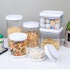 Square Clear Push-Type Storage Jar - Sealable Plastic Container for Kitchen Grains, Candy, and Fruit Powder