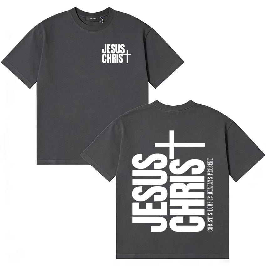 Jesus CHRIST Double Sided Print Tshirts Hipster Unisexs Women T Shirts Summer Loose Cotton Vintage Short Sleeve Tshirt Teenagers