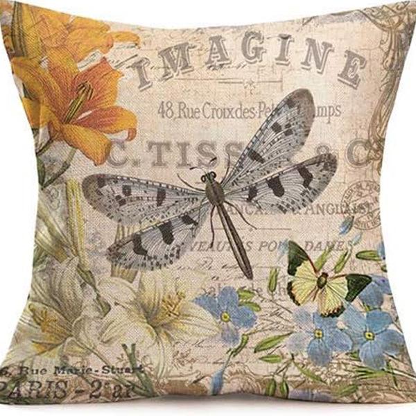 American Retro Printed Linen Pillowcase Living Room Sofa Office Pillow Car Cushion Cover