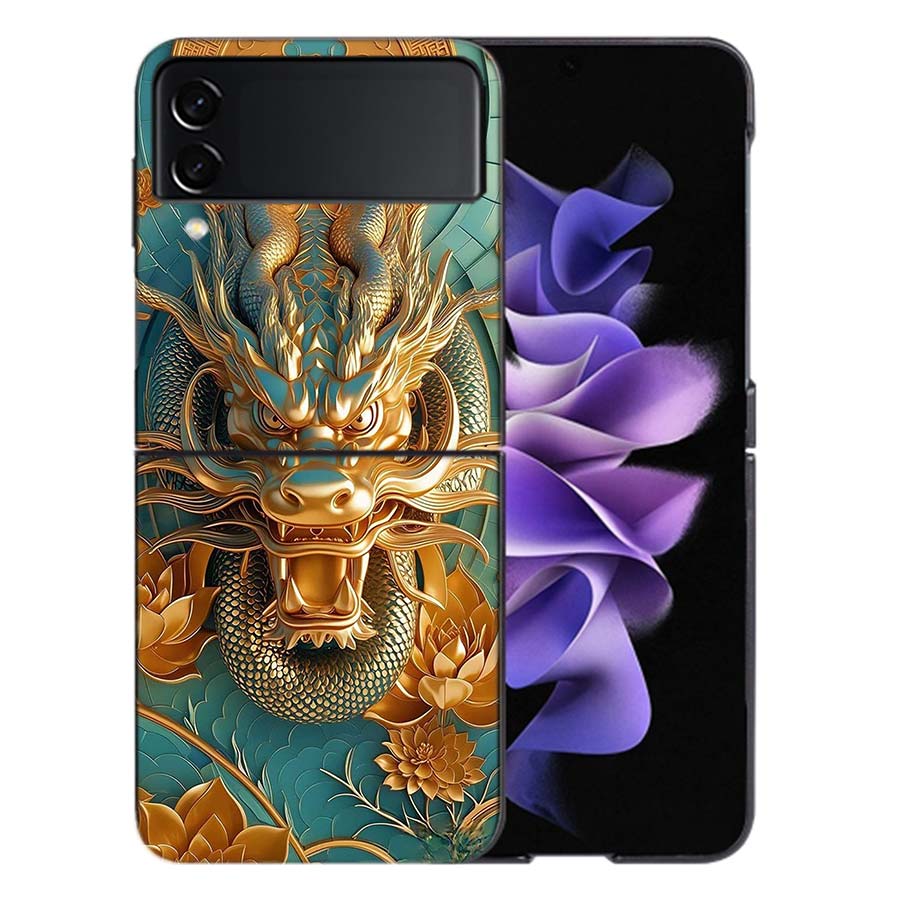 Golden Holy Dragon Coque For Samsung Z Flip7 6 Galaxy Case Shockproof Z Flip5 Z Flip3 4 5G Hard Cover Phone TPU PC Hard Funda