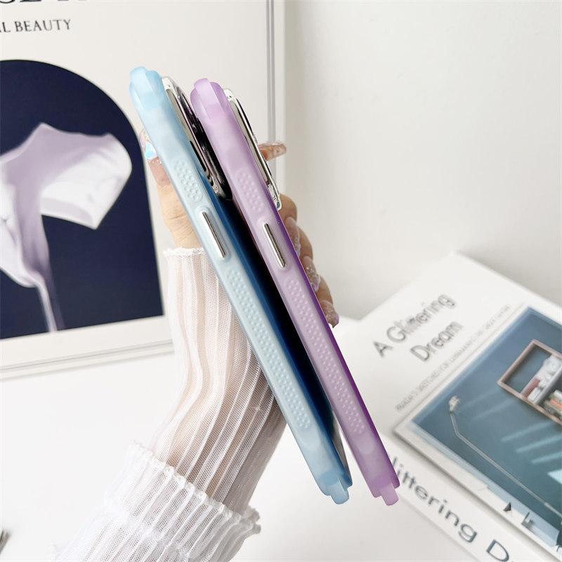 New Luxury Four-corner Anti-drop Frosted Case with Glitter Lens Film for iPhone 15 Pro Max 14 Plus 13 12 Pro 11 All-inclusive Anti-drop Cases