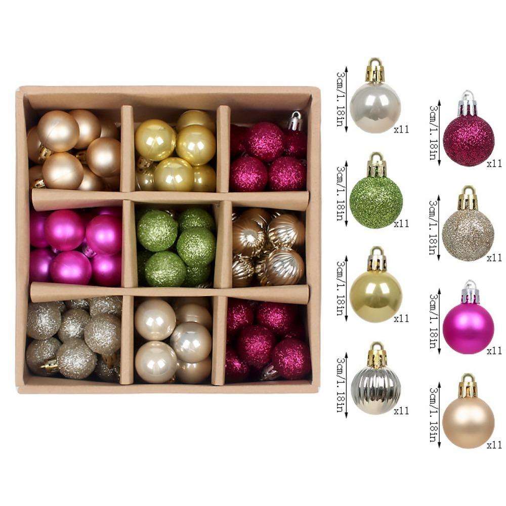 99PCS Mixed Color Christmas Ball Set Assorted Pattern Dia.3cm Christmas Ornaments Set Accessories Plated Ball