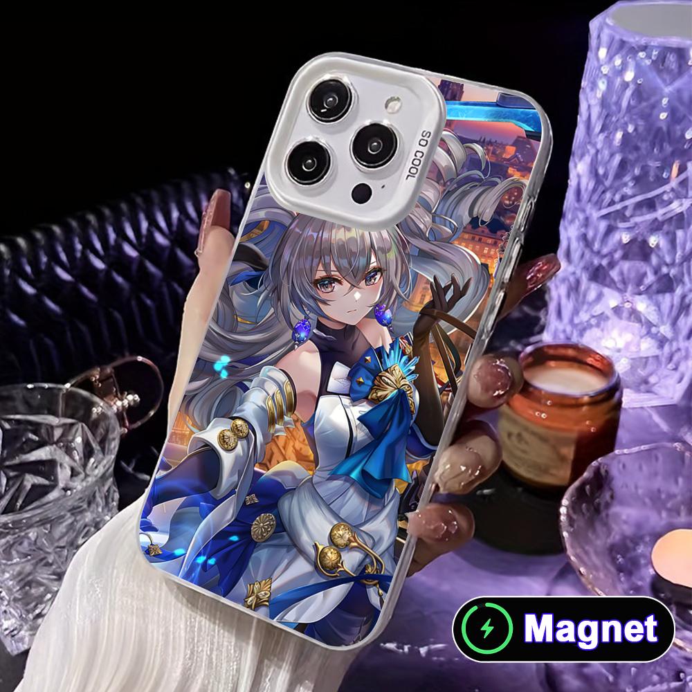 HSR Bronya White Translucent MagSafe Mobile Phone Case for iPhone 17 16 15 14 13 12 11 X XR XS Air Pro Max Plus Cover iPhone 16 Plus