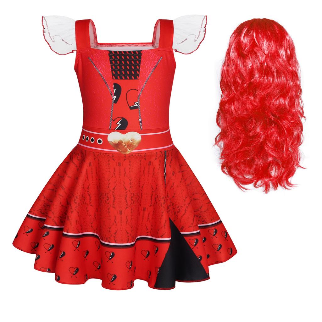 2024 Descendants 4 Vampire Kids Flutter Sleeve Tulle Ballet Dress 3-6Y Summer