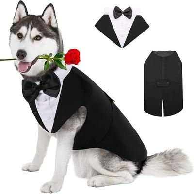 Black/Stripes Dog Wedding Costume Two Pieces Large Dog Costume Set Dog Tuxedo Costume  Large Breeds