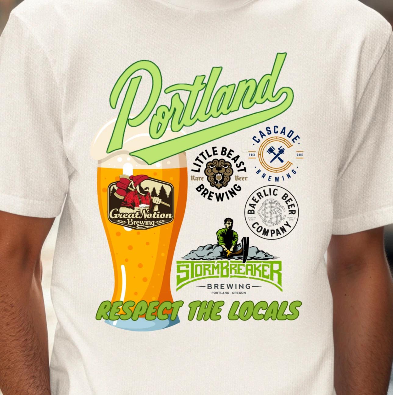 Portland Brewery Logo Collage Tee, Portland OR Beer Culture T-shirt, Craft Beer 3XL