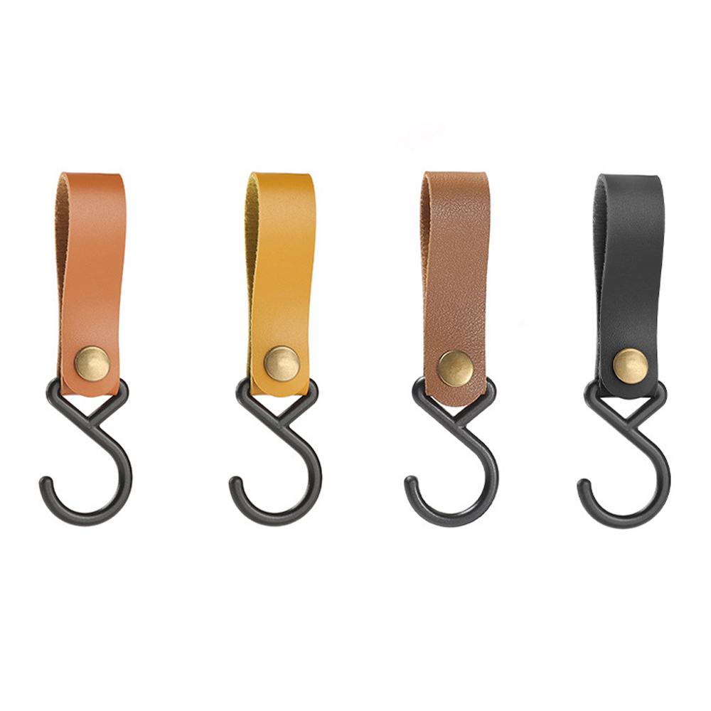 Portable Outdoor Hook Camping Picnic S Hook PU Leather Hung Hook KeyChain Hook Storage Rack Shelf Hooks Set Hangers