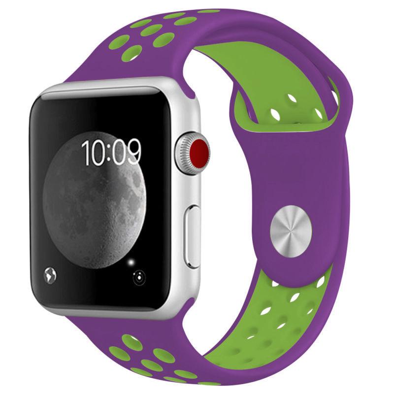 

Сменный силиконовый спортивный ремешок для часов для Apple Watch Iwatch 42 мм 38 мм Purple Green,38mm