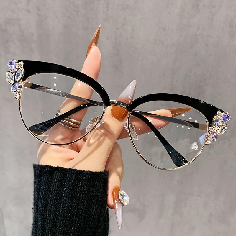 Vintage Cat Eye Blue Light Blocking Glasses Women Fashion Diamond Optical Frame Men Glasses Clear Lens Spectale Eyeglasses
