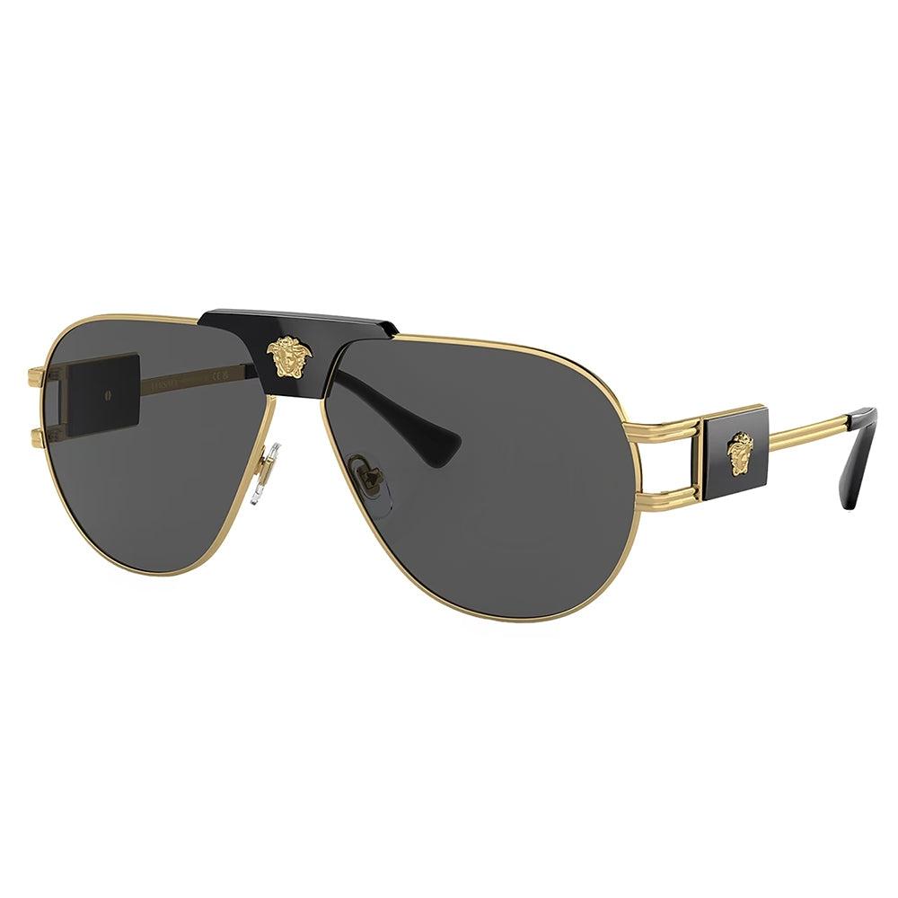 

Versace Ve 2252 100287 63mm Unisex Aviator Sunglasses Gold Black