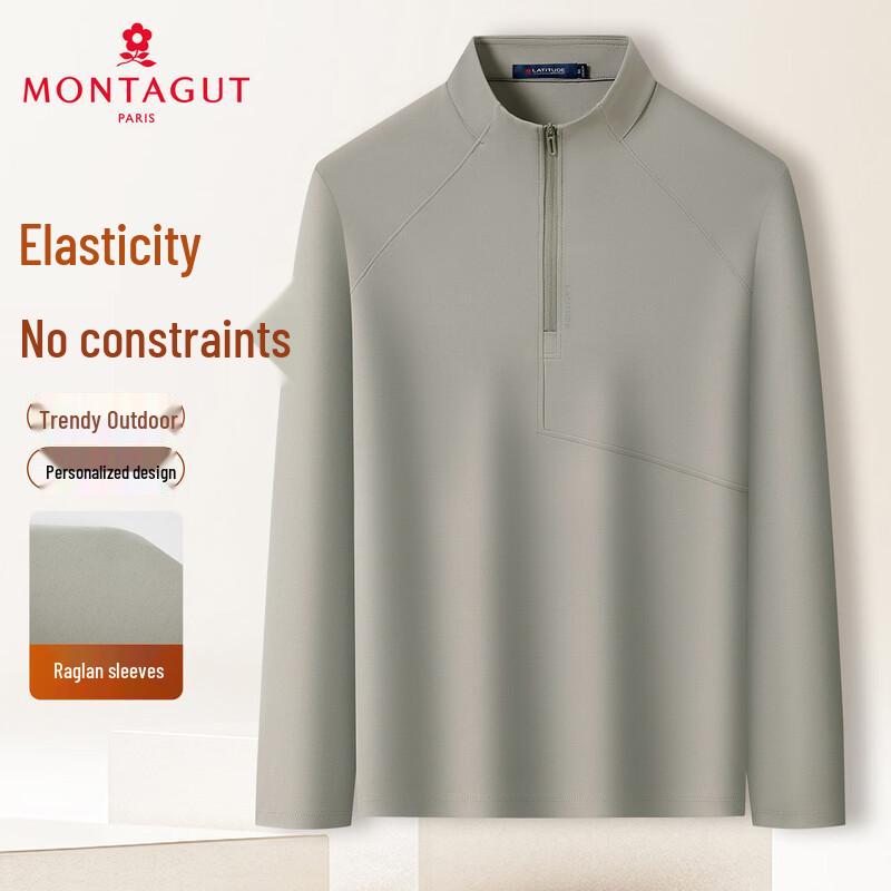 

MONTAGUT Men s Casual Long-Sleeve Zipper T-Shirt 56