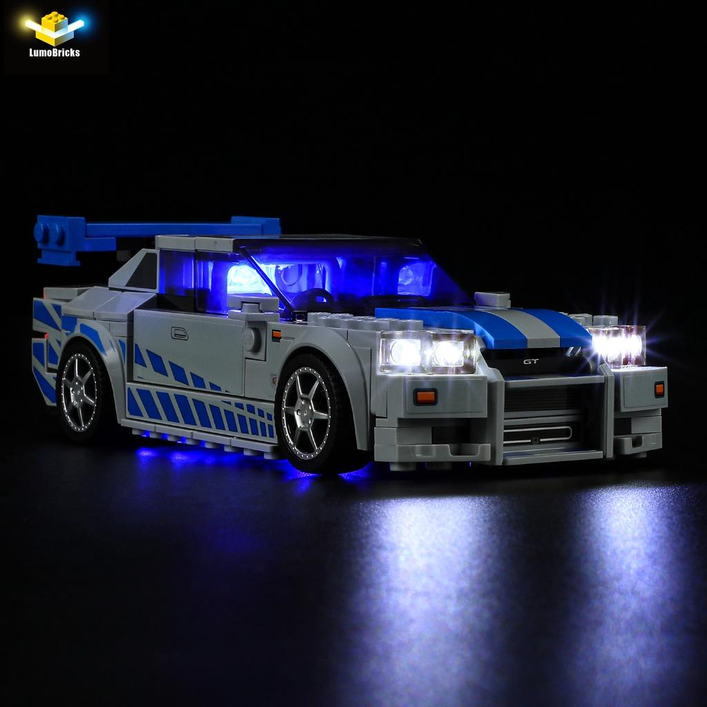 Gör-det-själv LED-belysningskit för LEGO Speed Champions 76917 2 Fast 2 Furious – Nissan Skyline GT-R (R34) Byggklossleksaker Justerbara Belysningstillbehör
