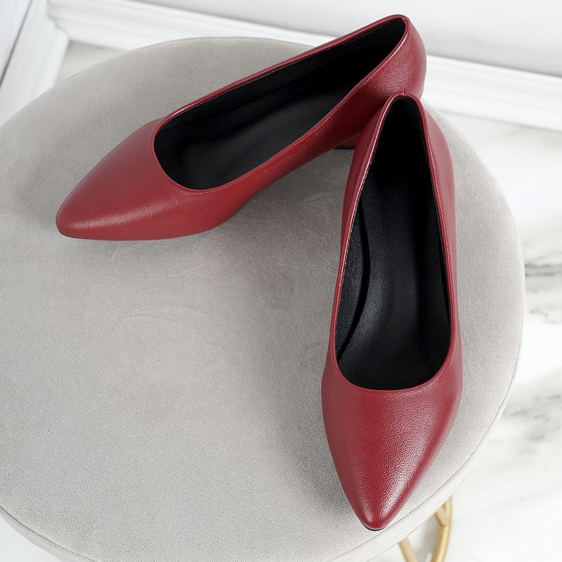 Fashion Hot Selling 2025 Autumn New Single Shoes Women Thick Heel Pointed Toe Shallow Mouth Professional All-match Women's Leather Shoes