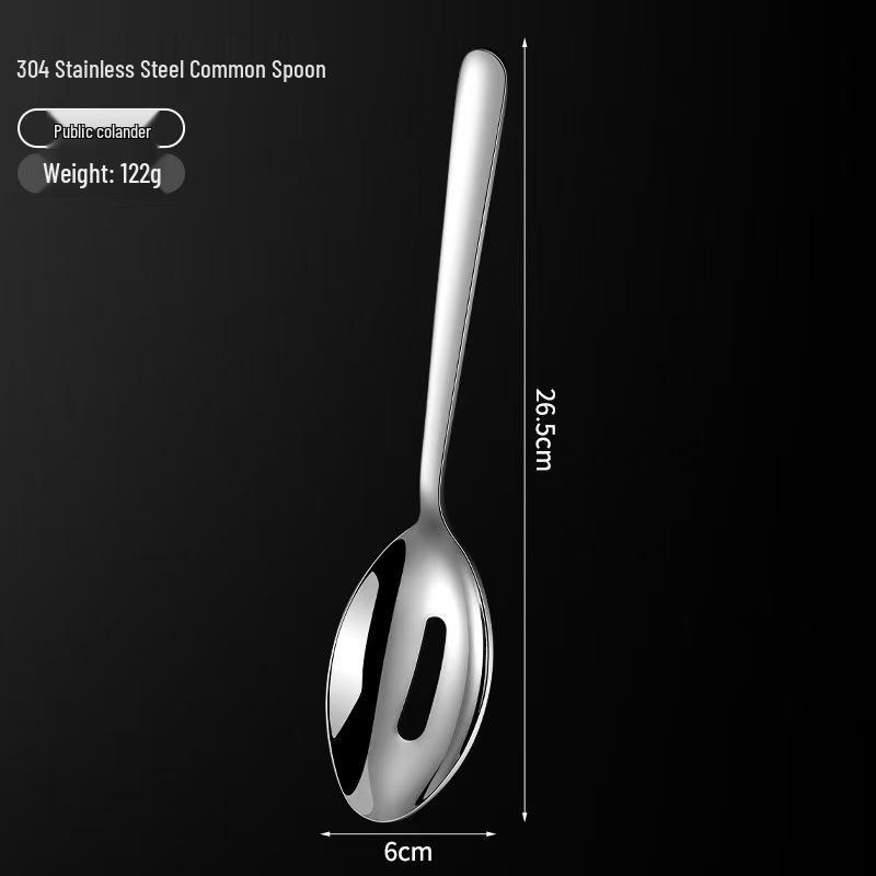 

Elegant 304 Stainless Steel Strainer Serving Spoon with High-End Knife, Fork, and Steak Set for Hotel and Home Use.