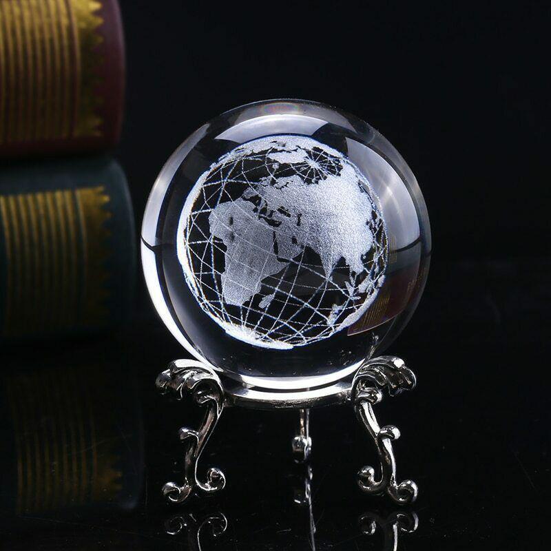 Crystal 60mm 3d Ball Glass Laser Engraved Miniature Sphere Home Gift Decor