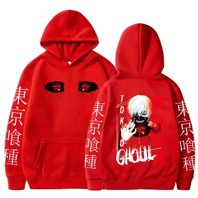 Japanese Anime Tokyo Ghoul Hoodies Manga Kaneki Ken Eyes Printed Pullovers Men Women Casual Long Sleeves Oversized Sweatshirts Unisex Streetwear