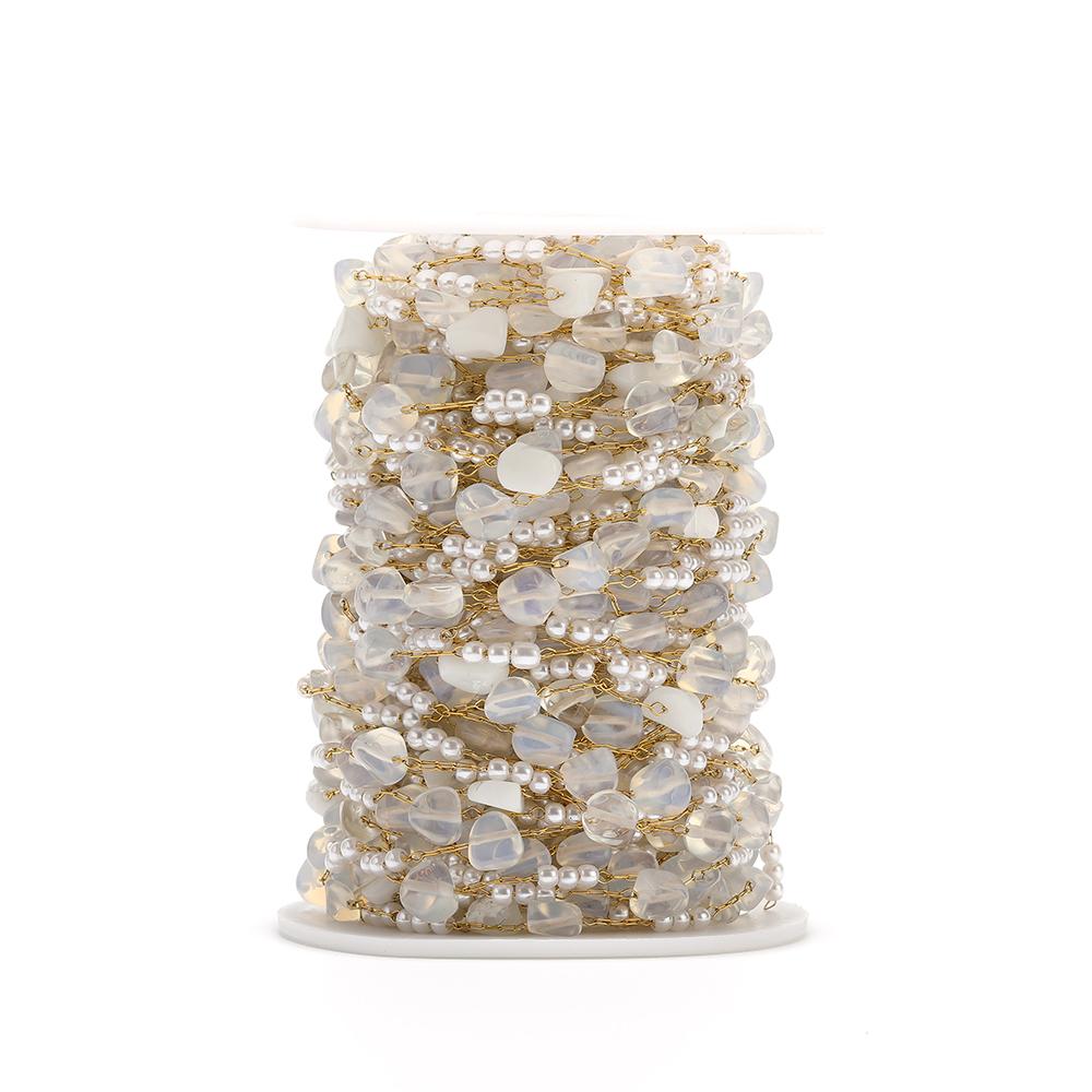 1 Meter Irregular Stone 3:1 Pealrs Handamade Stainless Steel Chains for DIY Necklace Making Jewelry Findings Bracelet Supplies