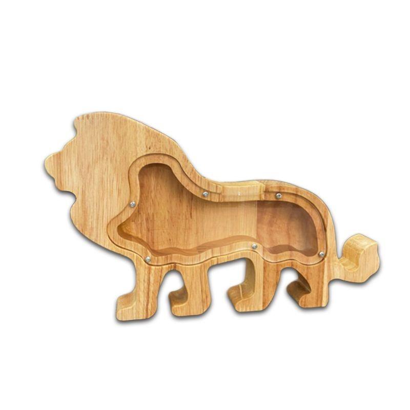 Cute Animals Wooden Money Box Coin Jar Transparent Acrylic Childrens Animal