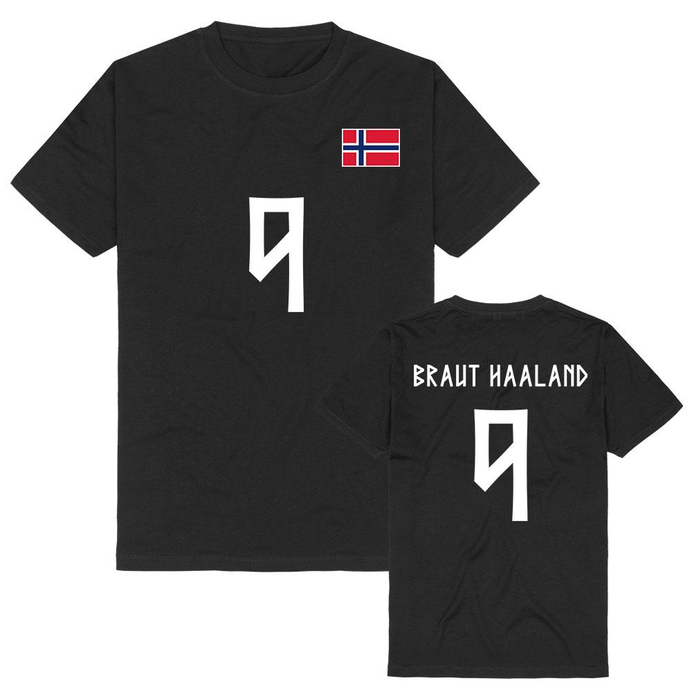 Haaland Nummer 9 T-Shirt Unisex Streetwear Kurzarm Baumwolle Sommer Rundhals T-Shirts Design Grafikdruck Kleidung Locker Damen XS