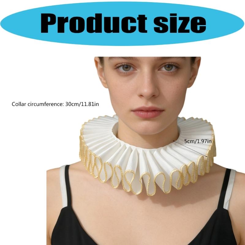 Comfortable Ribbon Faux Collar Colonial Clown Choker Neck Collar Ideal for School Uniforms Performances and Parties