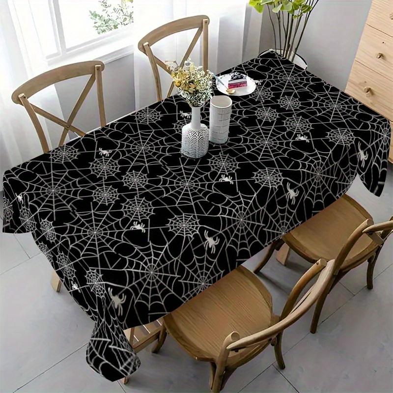 Halloween Black Rectangle Tablecloth for Tables Decor Kitchen Dining Waterproof Party Picnic Table Cloth Halloween Decorations