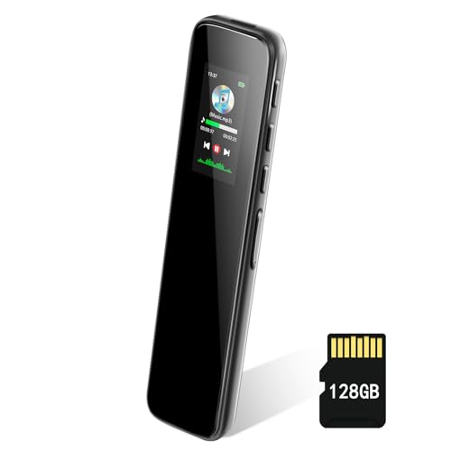 

Compact Voice Recorder with Long Recording Time, 4+128GB Large Capacity, 1536kbps Sound Quality, Ultra-Long Continuous Use, One-Button Recording, LCD