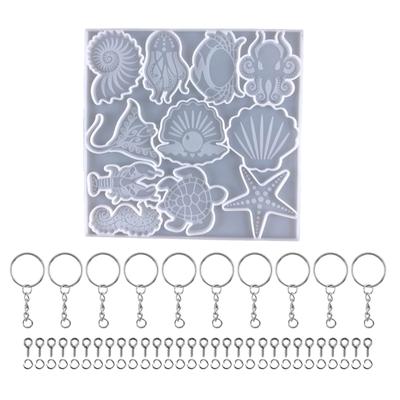Glossy Silicone Resin Molds Marine Animal Keychain Mold  Pendant Ornaments Jewelry Epoxy Resin Crafting Molds