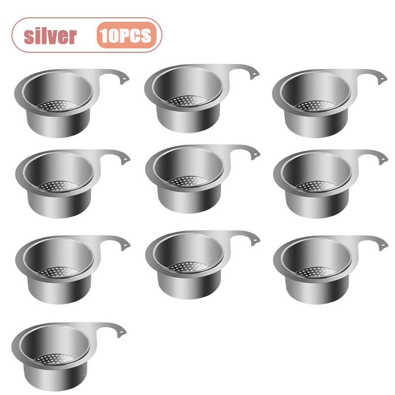 1-10PCS Swan Sink Filter Basket Stainless Steel Hanging Strainer for Kitchen Waste Disposal Faucet Drainage Basket