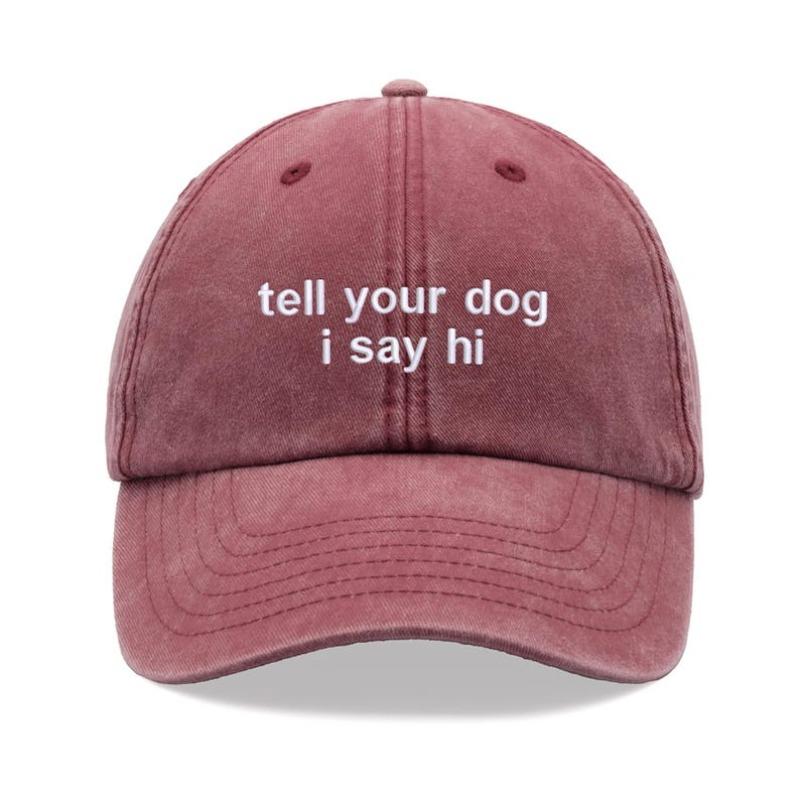 

1pc tell Your Dog I Say Hi Baseball Caps Men,outdoor Leisure Vintage Washed Unisex Adjustable Dad Hat for Sports Sun Holiday Adjustable бордовый