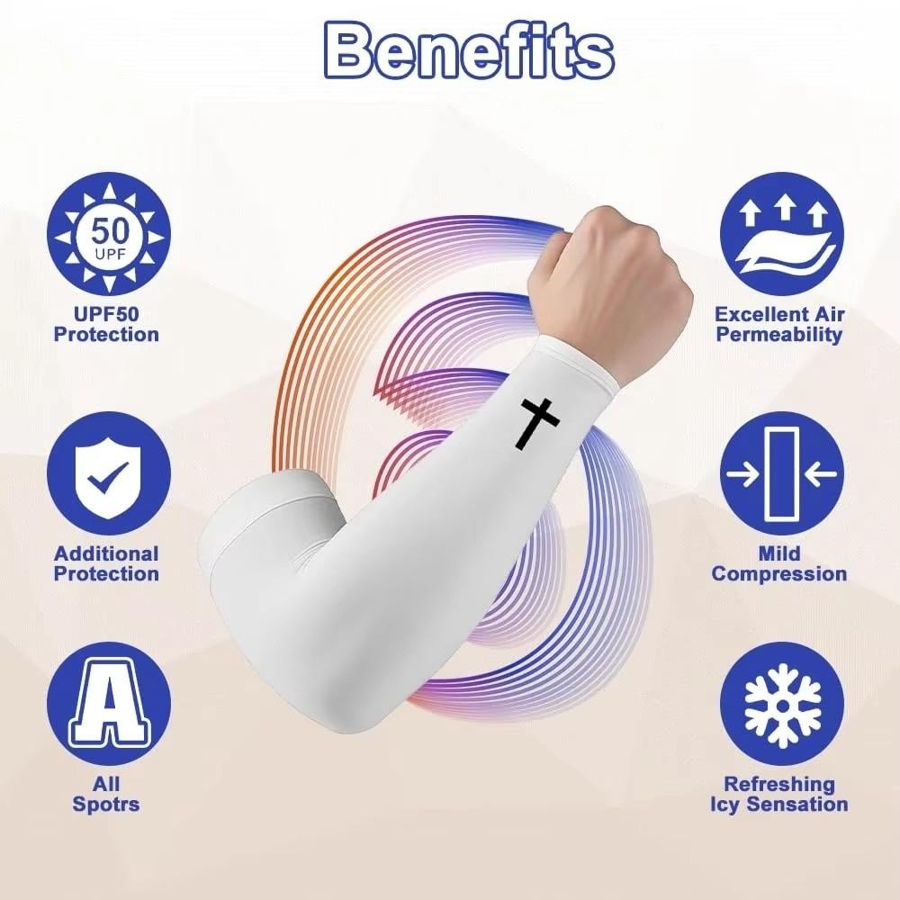 Elastic Fabric UV Protection Arm Covers Cooling Effect Cycling Cross Sleeves  Baseball Volleyball