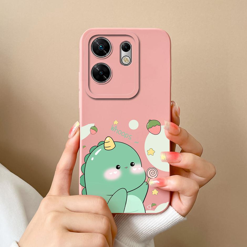 For Infinix Zero 30 4G 5G Case Cute Dinosaur Leopard Print Pattern Liquid Silicone Protective Back Cover For InfinixZero30 Funda