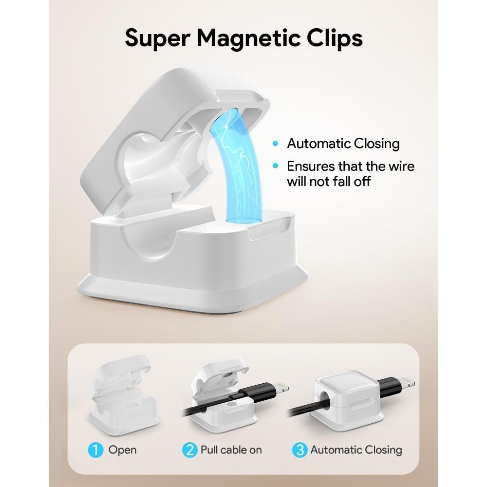 Magnetický držák Silné lepidlo, snadno se otevírá. Uspořádá nabíjecí kabely k telefonu úhledně. Pro domov, kancelář, auto, stůl, noční stolek.