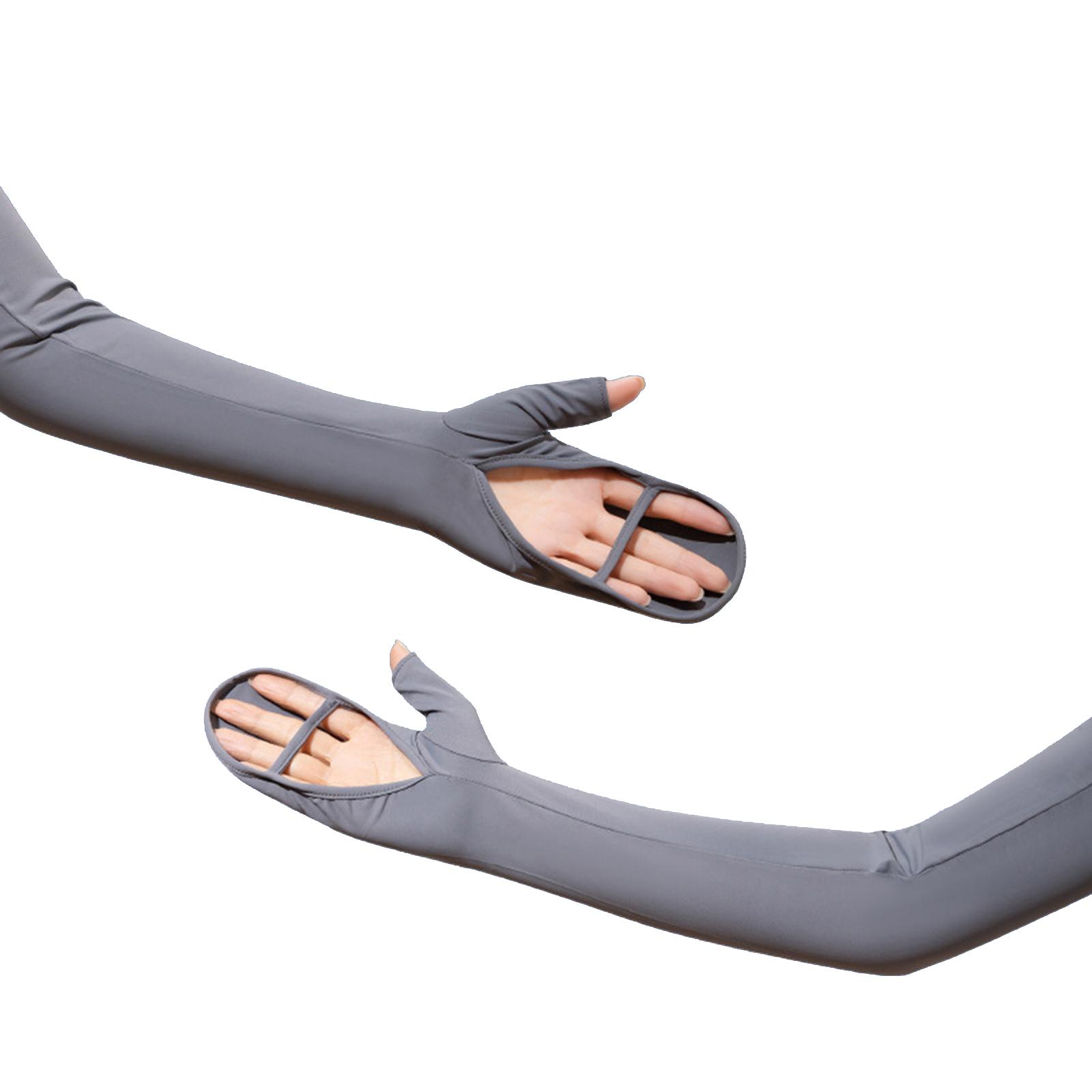 

Жіночі рукавички з сонцезахисним кремом, нарукавники, суцільні шовкові рукавички без пальців One Size темно-сірий