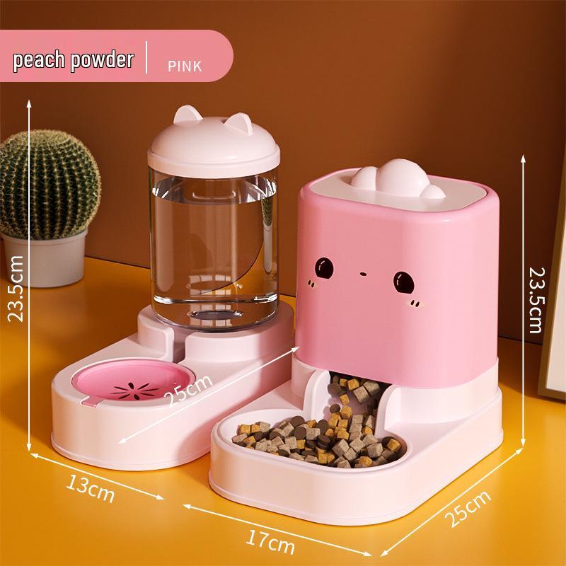 Automatic Cat & Dog Water Fountain Dispenser with Integrated Feeder - No Electricity Needed