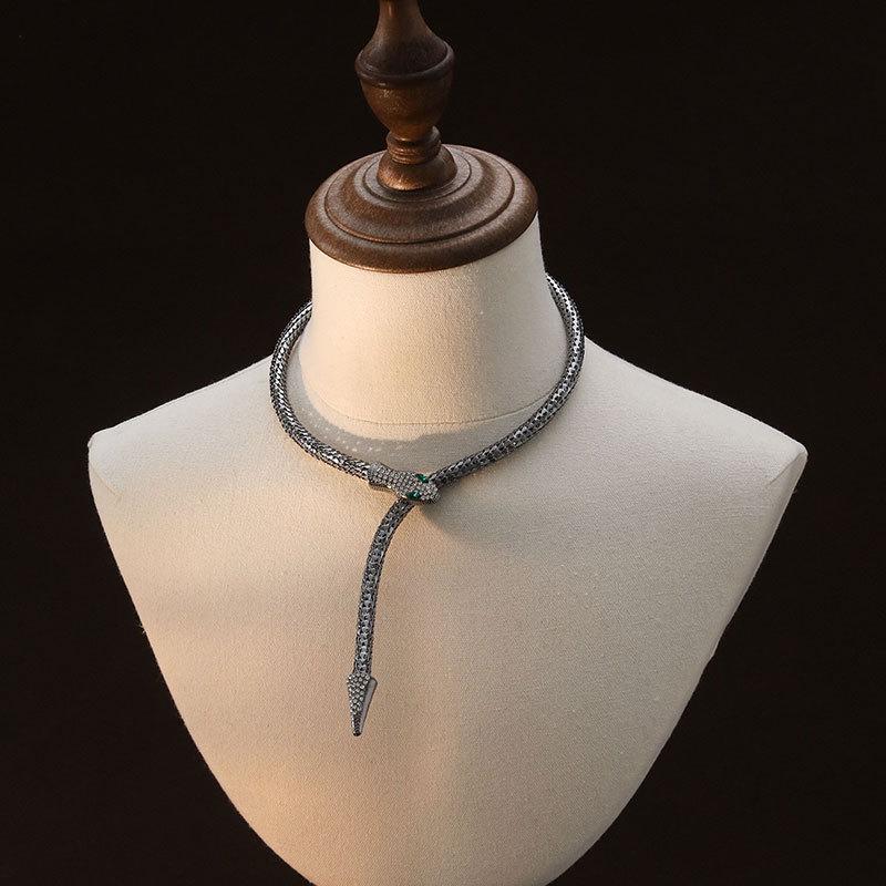 Ветровая Личность Ретро Дух Змея Ожерелье Браслет С Бриллиантами Магнитное Притяжение Панк Стиль Преувеличенный Ожерелье-Браслет Украшения