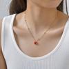 Fashion Heart-Shaped Pendant Necklace for Women,Stainless Steel Bead Chain Red Resin Necklaces,Gold Color Jewelry Gifts