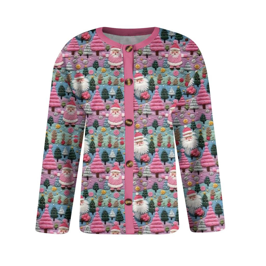 Damenmode Langarm Weihnachten Schneemann Schneeflocke Druck Jacke Strickjacke