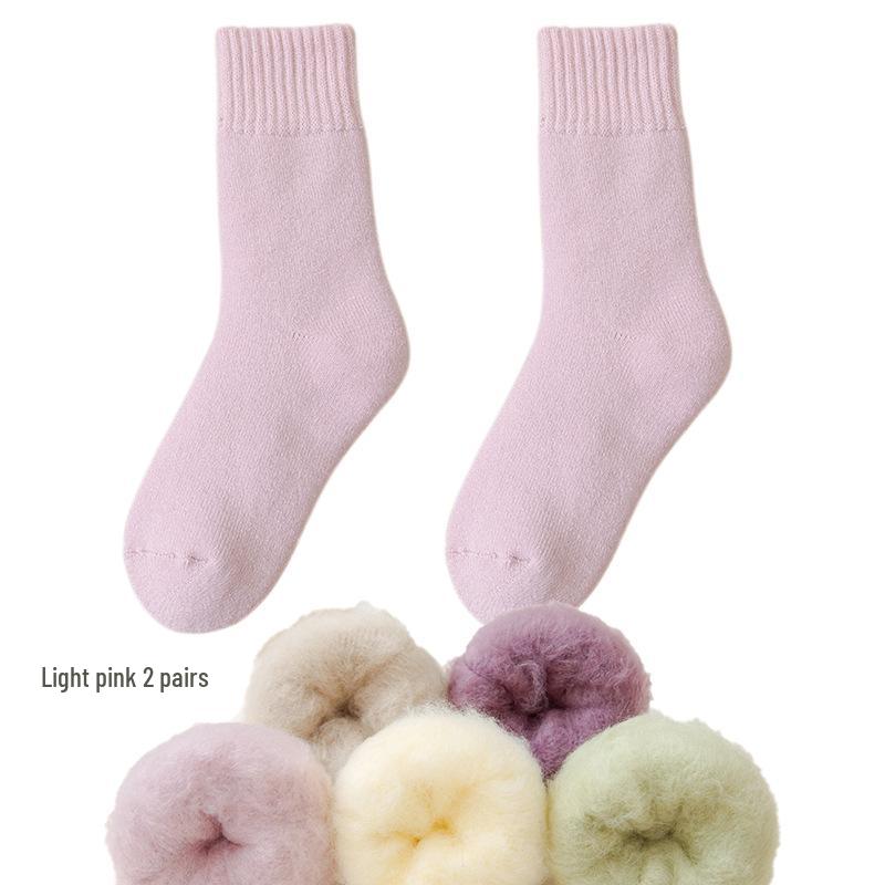 Dámské fleecové ponožky střední délky Zhuji - Silný samet, teplé a pohodlné na podzim/zimu, ideální na spaní nebo lenošení
