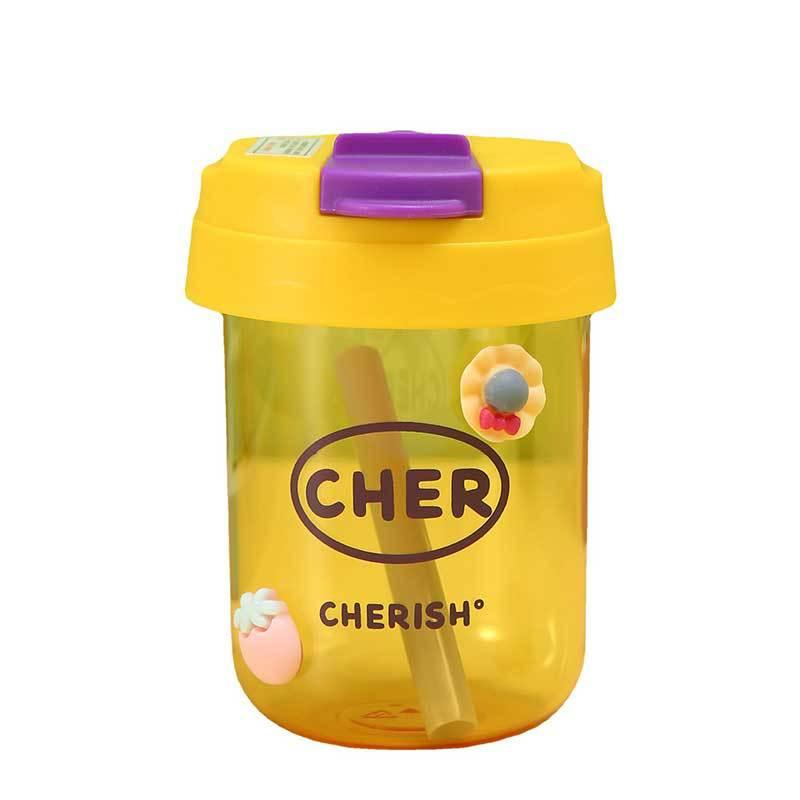 Large Capacity 330ml Portable Plastic Water Bottle With Straw Cute Cartoon Design Sealed Leak Proof Cup For School Office Travel MIT