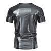 T-shirt da Uomo Lucida Metallica Estiva Casual Girocollo Manica Corta Top Magliette Nuova Moda Oro Costume di Scena Festa Disco Nightclub Tee