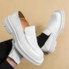 Trend Designer New Men's Black White Mixed Slip on Casual Leather Shoes Male Elevator Loafers Wedding Dress Formal Footwear
