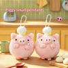 Cute Fluffy Pink Plush Pig Keychain Pendant Soft Stuffed Doll Ornament With Adorable Chef Hat For Backpack Decoration Gifts