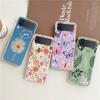 Transparent Phone Case For Samsung Galaxy Z Flip 3 4 5 6 7 Hard Folding PC Z Flip3 Flip4 Cover Stylish Flower Patterned Design