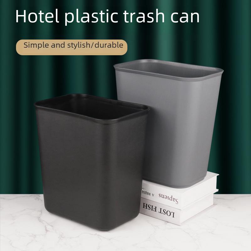 

Thickened Square Plastic Wastebasket for Hotel Rooms, Bathrooms, and Restaurants
