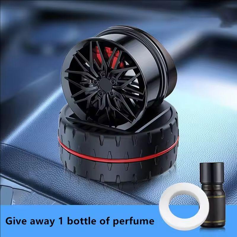 Solar Powered Speeding Wheel Car Air Freshener • Auto Rotating Dashboard Ornament • Cologne Scent for Men • Car Perfume Decor