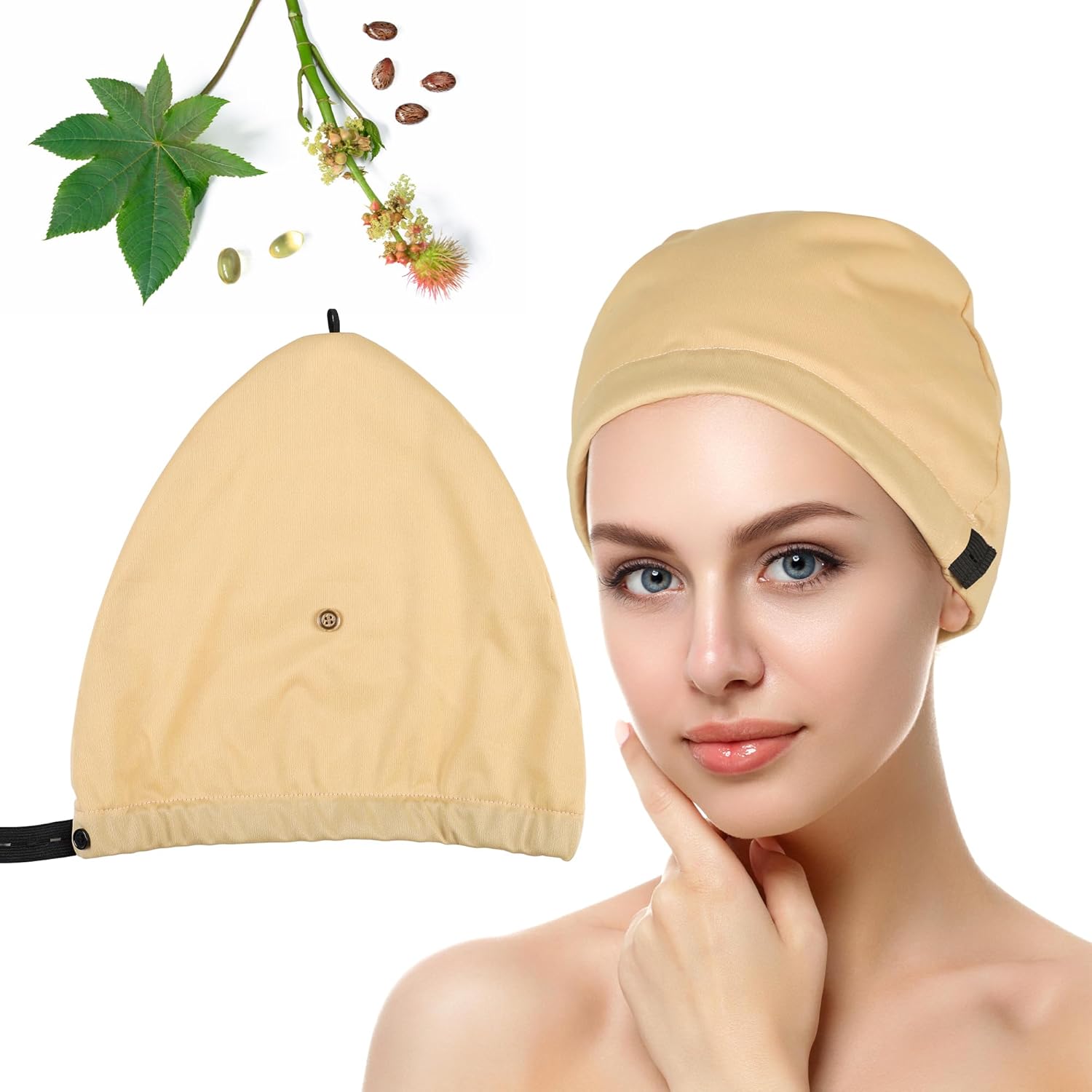 

Castor Oil Pack Wrap Overnight Hair Wrap for Sleep Organic Cotton Reusable Hair Cap Cover, Light Grey United States