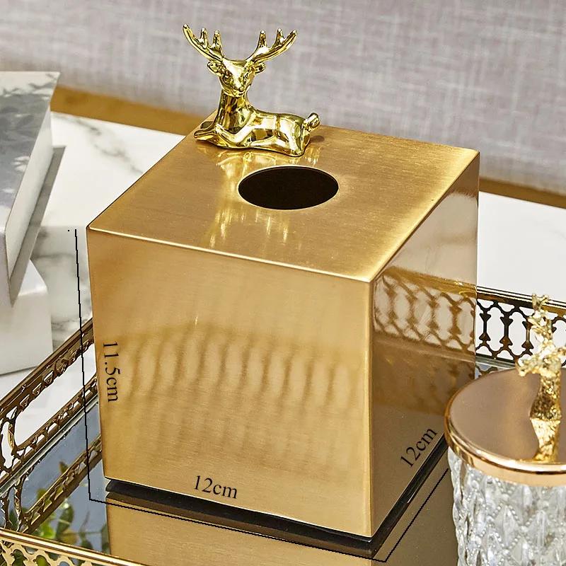 European Living Room Magnetic Paper Napkin Organizer Home Decoration Tissue Box Cover Metal Gilded Bird Decorative Tissue Holder