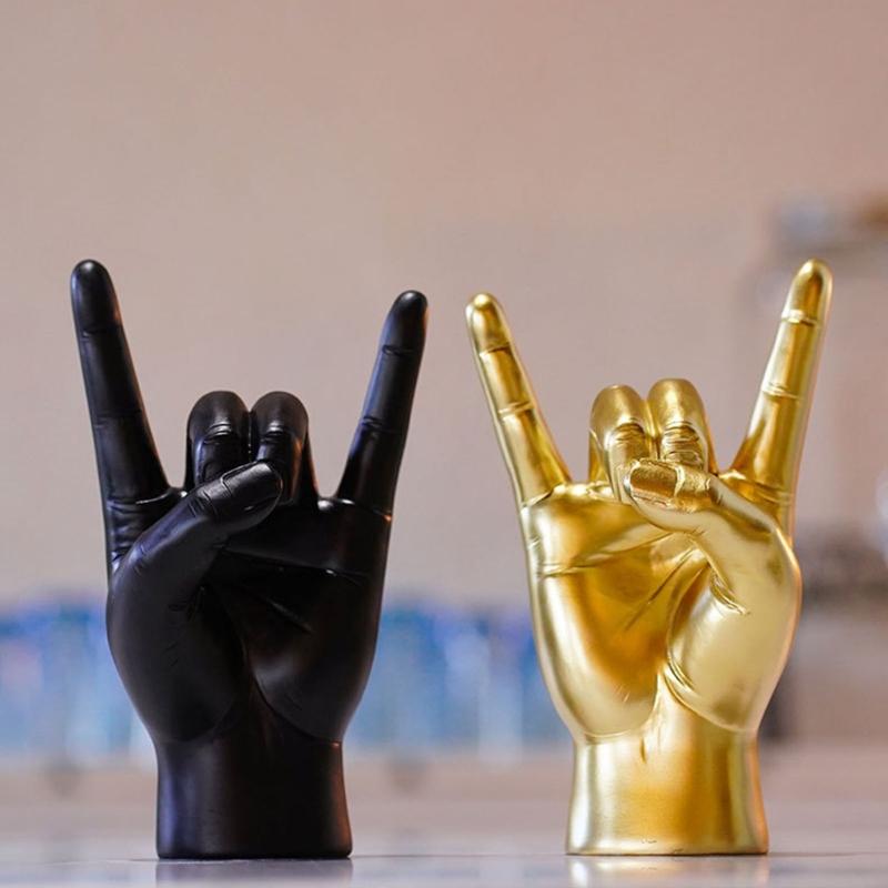 "Rock and Roll" Crafts Hand Gesture Statue Party Livehouse Day Music Theme Crafts Centerpieces Statue Bar Party