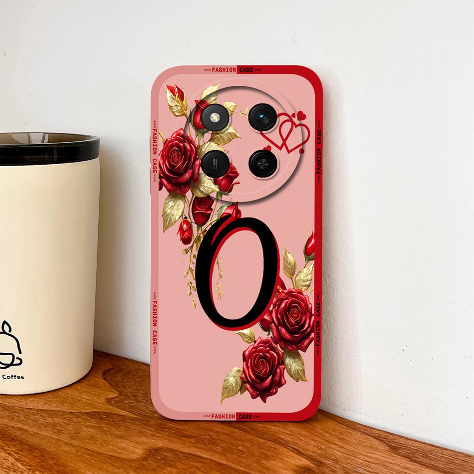 For Honor Magic 7 Lite Case For Magic 8 Lite Rose Letters Soft Phone Back Cover For Magic7 Magic8 Lite Liquid Silicone Fundas